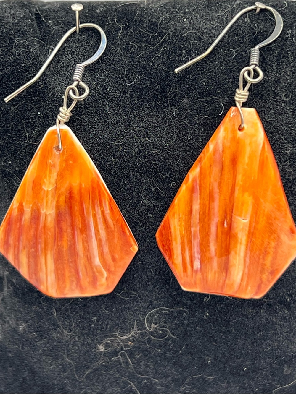 Handcrafted Spiny Oyster Orange Shell Drop Earrings